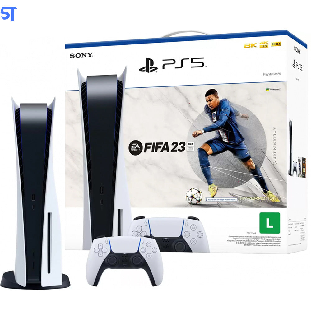 Console Playstation 5 + FIFA 23, 825GB, White, Com 1 Controle, PS5, CFI-1114A01X