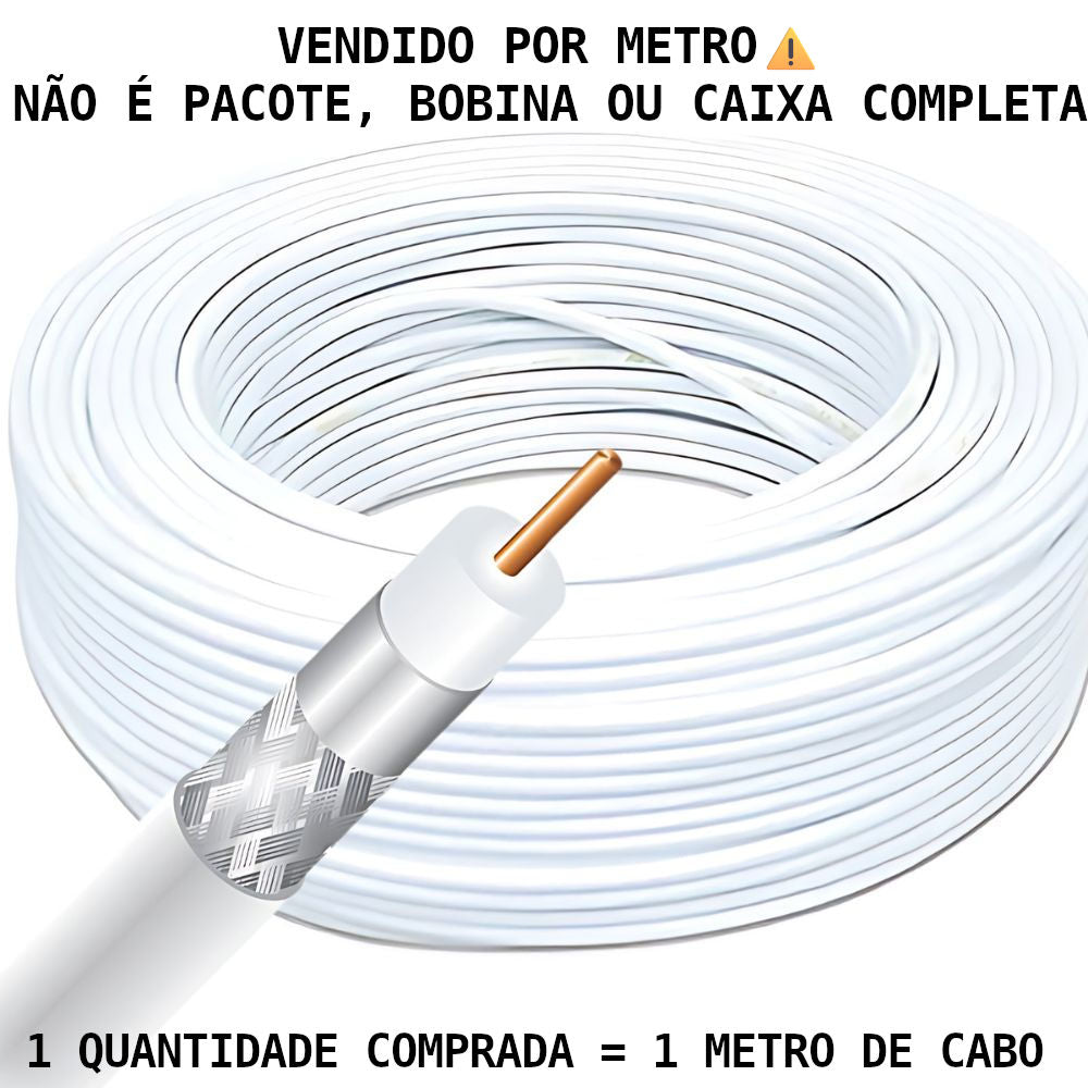 Metro de Cabo Coaxial 4mm 75 Ohms – Hib RF Celular DB NU BC, Branco (Venda por Metro)