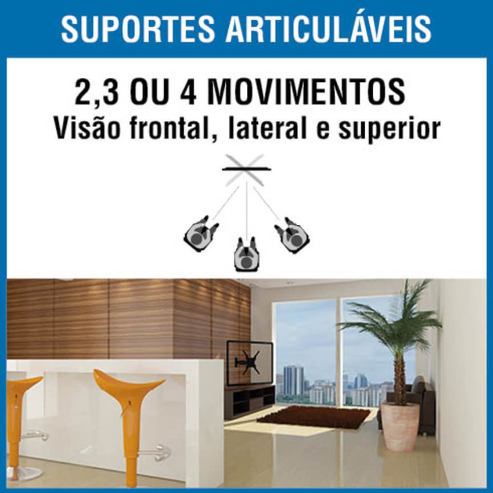 Suporte Articulado Para Tv 28 32 40 42 43 49 50 55 e 60 Polegadas BRA3.0 - Brasforma