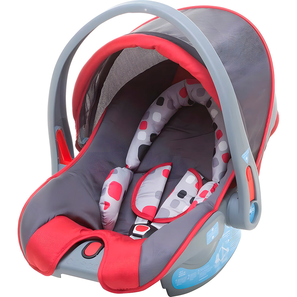 Conjunto Carrinho de Bebê Reclinável Com Bebê Conforto, Cosco Kids, Travel System Reverse, Vermelho