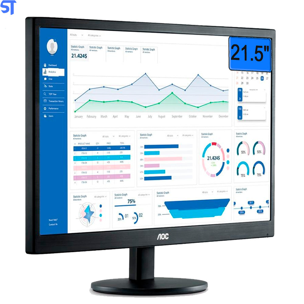 Monitor LED AOC 21,5" Full HD 1920 x 1080 Widescreen - Preto E2270SWHEN