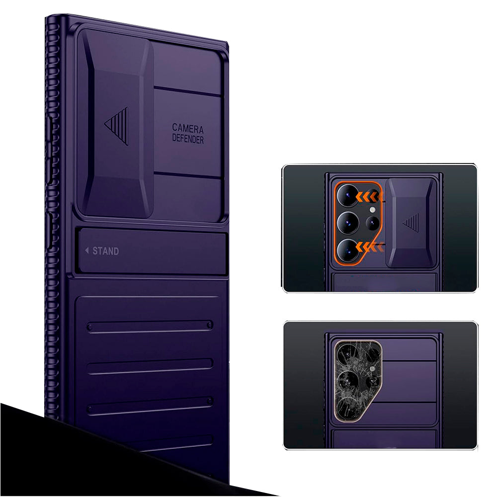 Capa Com Slide de Proteção de Câmera, Alta Resistência, Para Samsung S24 Ultra - Roxo