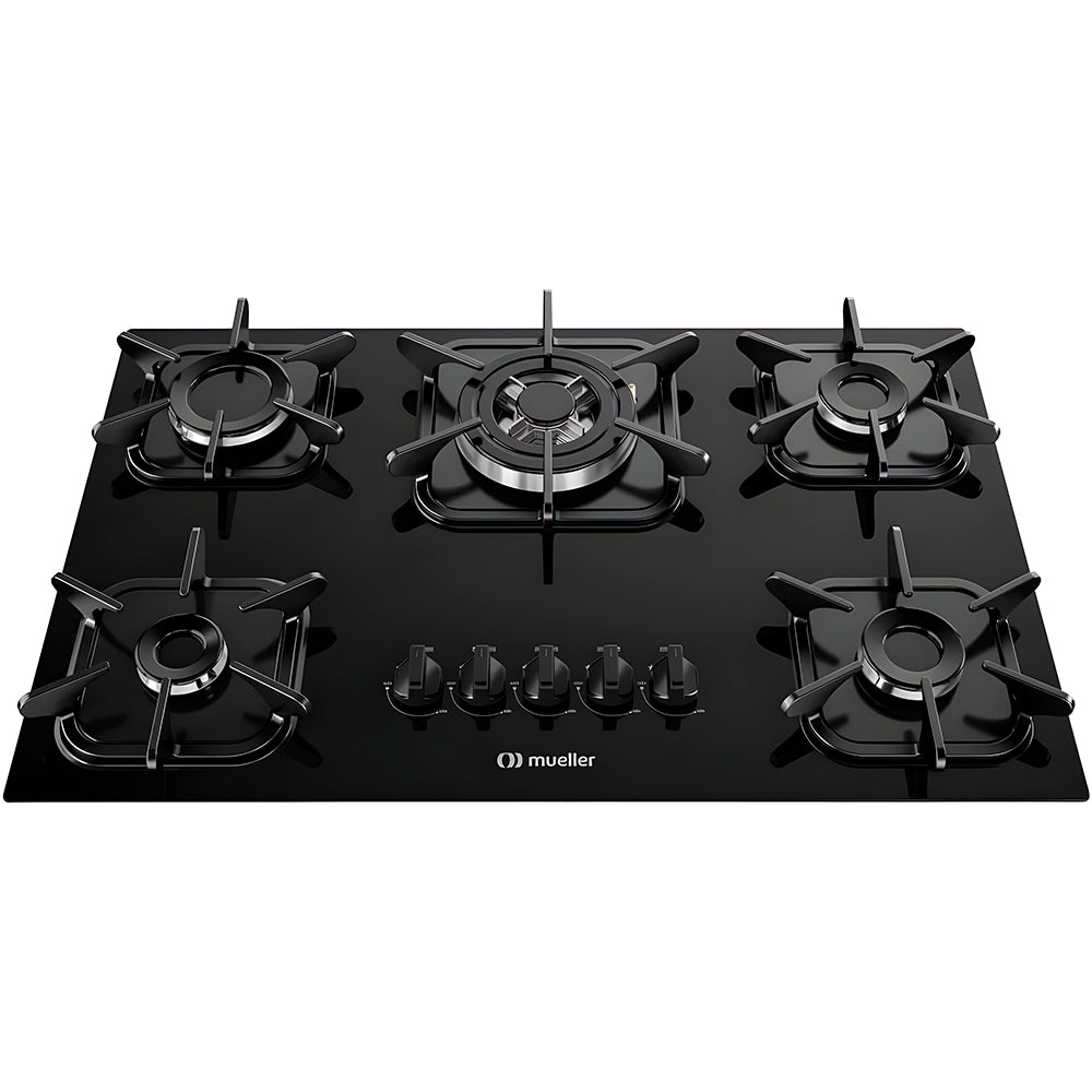 Fogão Cooktop á Gás Mueller 5 Bocas Preto, Bivolt
