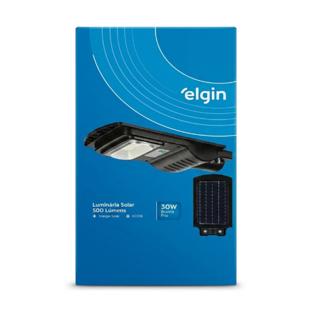 Luminária Solar Elgin LED 30W Luz Branca (6500K) 500lm IP44, Preto (48SOL30W0000)