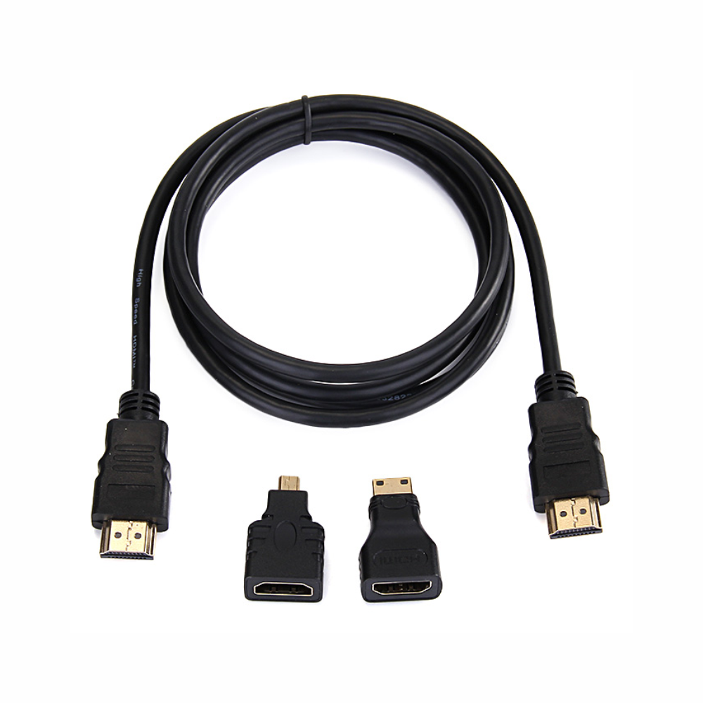 Kit Cabo HDMI 3 Em 1 HDTV Adaptadores Mini E Micro HDMI Cabo De 1,5M
