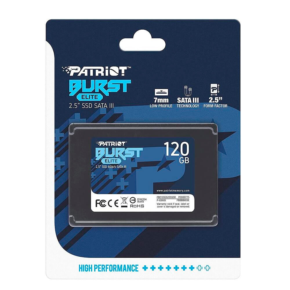 SSD Patriot Burst Elite, 120GB, Sata III, Leitura 450MB/s e Gravação 320MB/s, PBE120GS25SSDR
