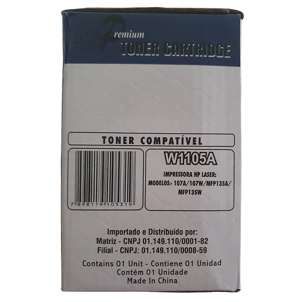 Toner Compatível Com HP W1105A, Para 107A 107W 135A 135W, Sem Chip, Premium Quality 1K