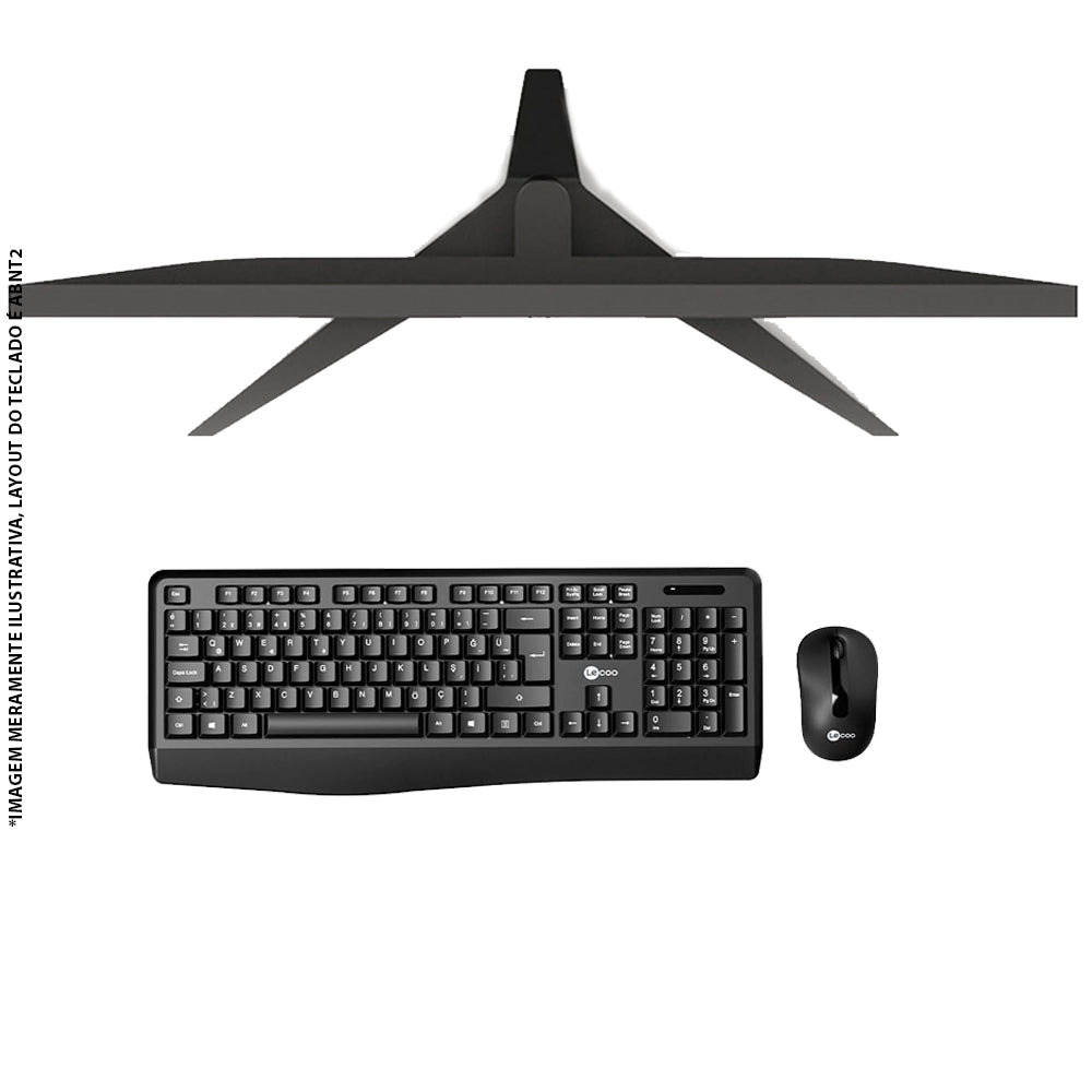 Kit Teclado Membrana ABNT2 e Mouse Óptico 3 Botões, DPI 1.600, Wireless 2.4GHz, KW211 Lecoo - Preto