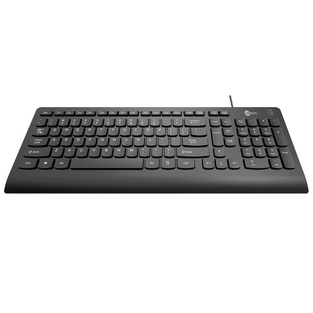 Teclado USB Padrão KB103, Tecla Baixa (Silenciosa), ABNT2, 103 Teclas, LECOO - Preto
