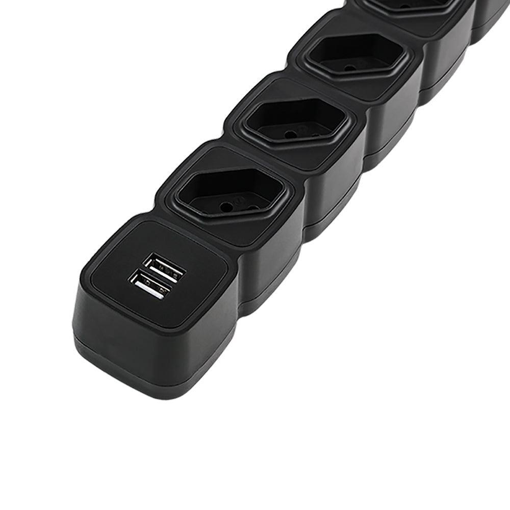 Filtro de Linha, Protetor Eletrônico Intelbras 4 Tomadas, 2 USB, EPE 204 USB - Preto