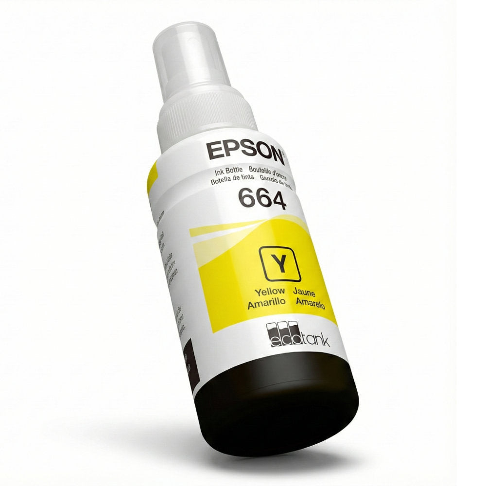 Refil de Tinta Epson 664 Amarelo 70Ml T664320 Rende até 4.000 Páginas, Para L110/L120/L210/L220/L300 (Caixa)