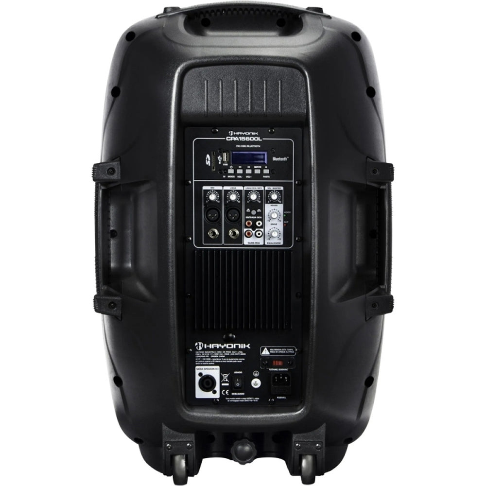 Caixa  de Som Ativa Hayonik CPA15600L - 600w -Alto Falante de 15 Polegadas FM/USB/SD/BT