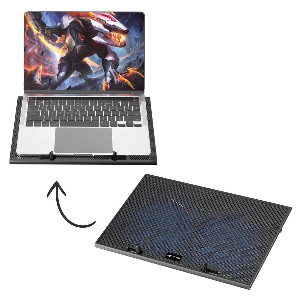 Base Para Notebook, NBC-80BK, 2 Coolers, 17.3", LED Azul, C3Tech , Preto