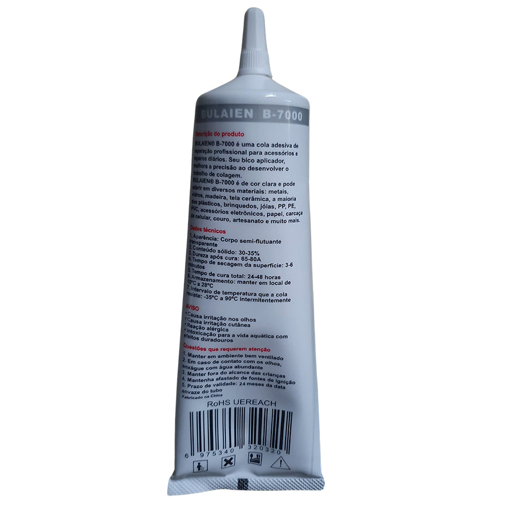 Cola Adesiva Multiuso Profissional ‎B-7000 Transparente 110ml - Bulaien