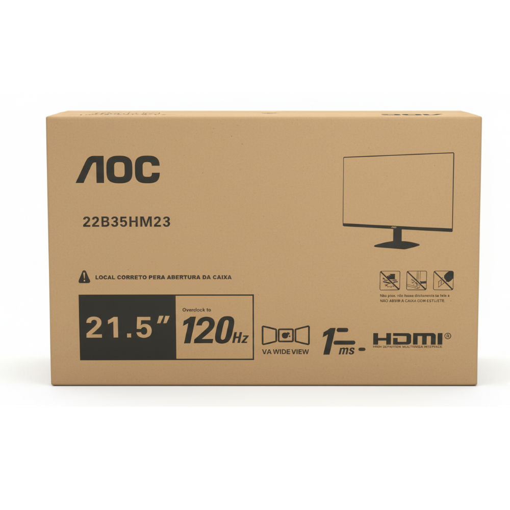Monitor Gamer AOC 21,5" 120Hz 1 ms Full HD, HDMI + VGA, Painel VA — Modelo 22B35HM23