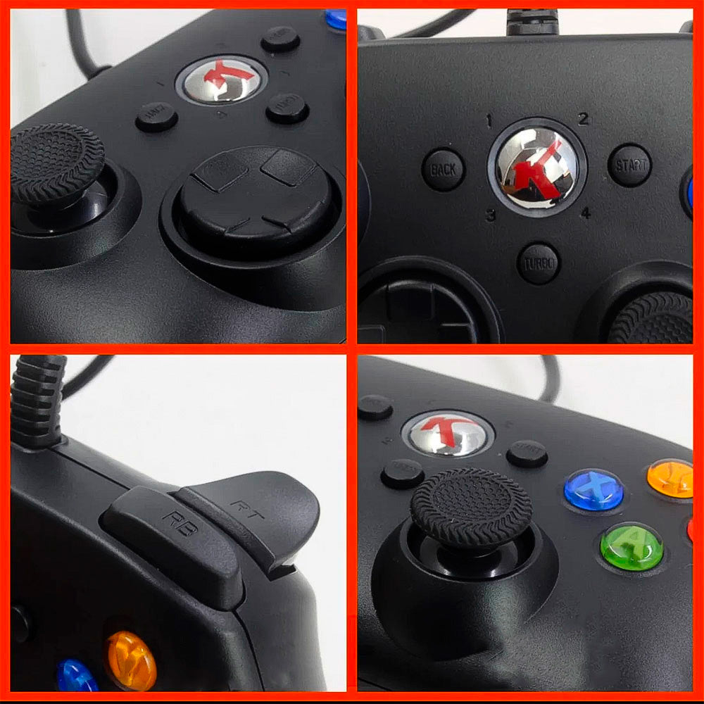 Controle XBOX 360 USB Com Fio, Para Computador e Notebook, KNUP, KP-GM033, Preto