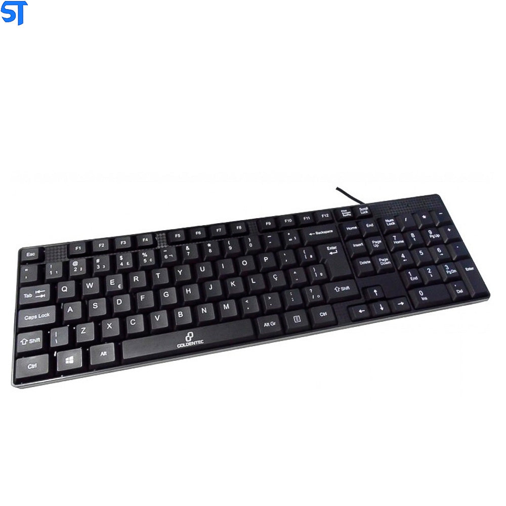 Teclado USB Slim Plug And Play Padrão ABNT2 Goldentec GT850 - Preto