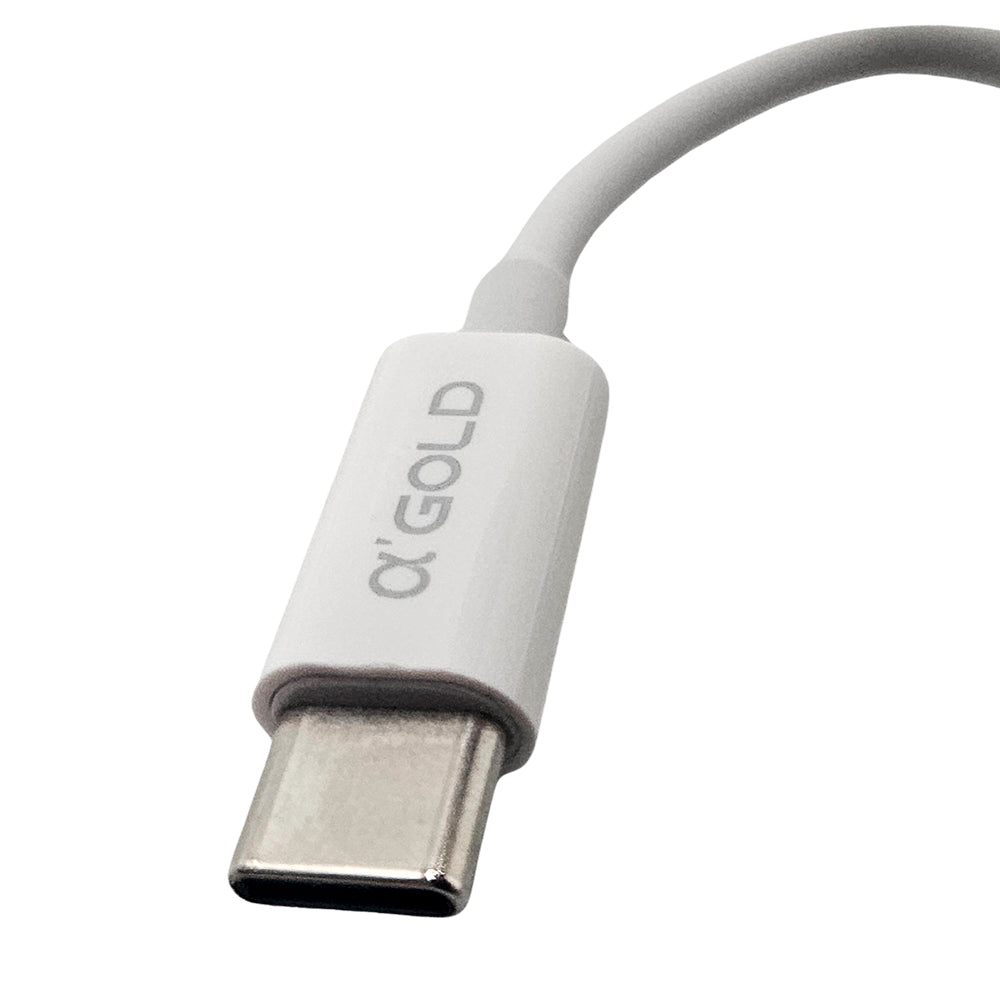 Adaptador Tipo-C para P2 A'Gold CBA-09, Conector USB-C Macho para P2 Fêmea, Adaptador Fone de ouvido - Branco