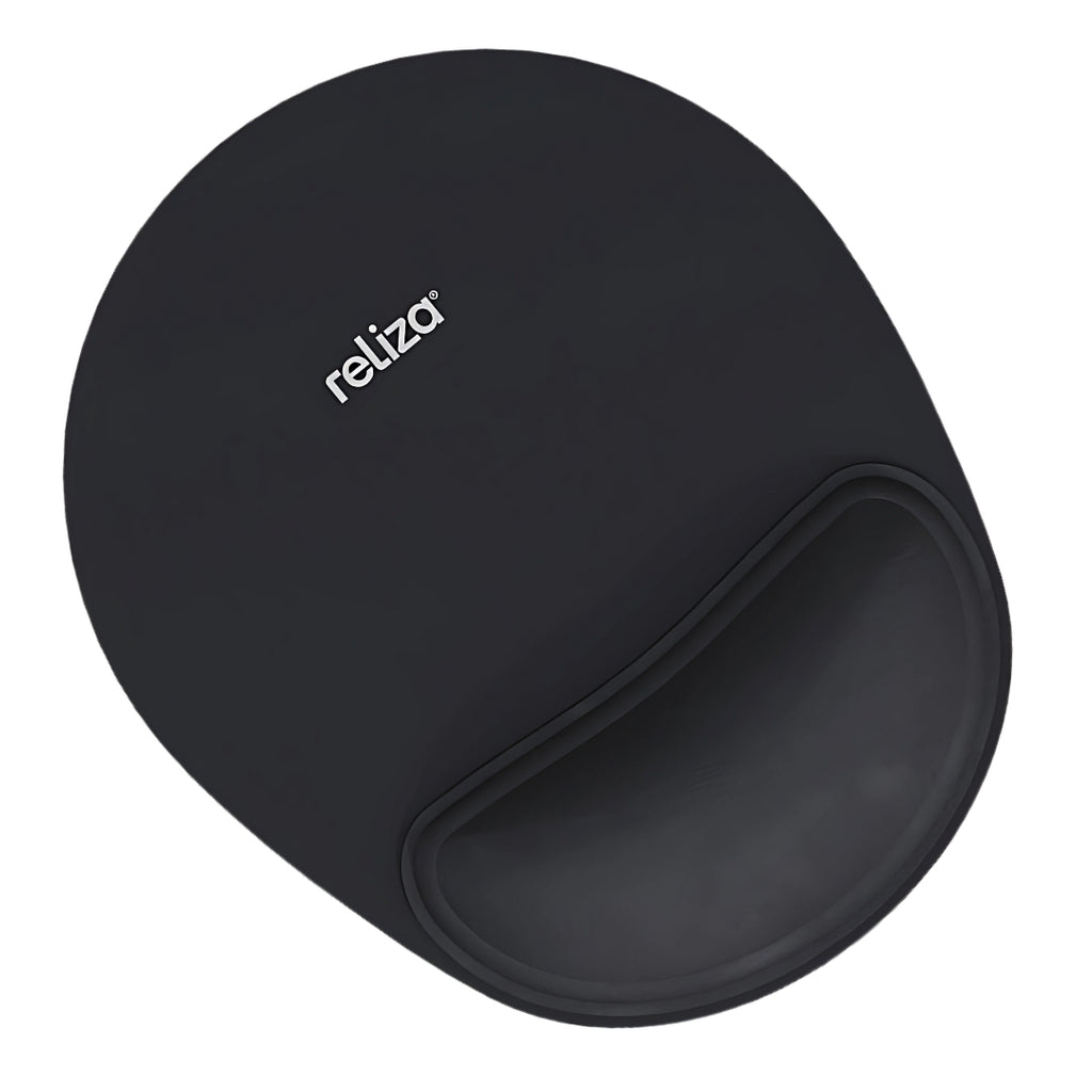 Mouse Pad Ergonômico 24 x 22cm, Reliza Confort, Apoio Anatômico para Pulso e Base Antiderrapante - Preto