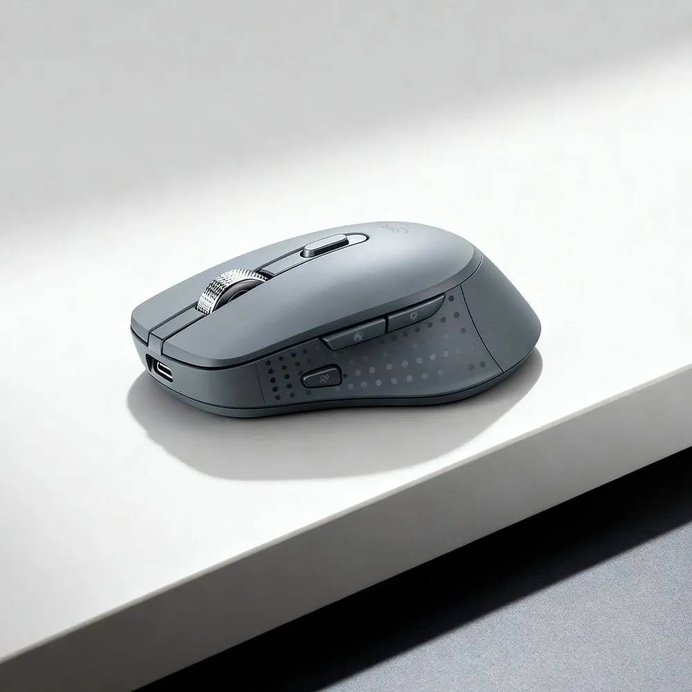 Mouse Sem Fio Bluetooth 5.1 USB, Recarregável Get Silence, 7 botões, 1600DPI, Grafite