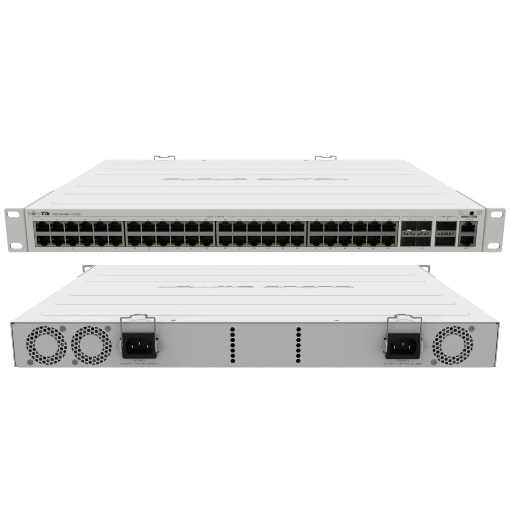 Switch MikroTik CRS354-48G-4S+2Q+RM, 2x QSFP+ 40G, 48 Portas Gigabit, Layer 3, 4x SFP+ 10G, Rack 19