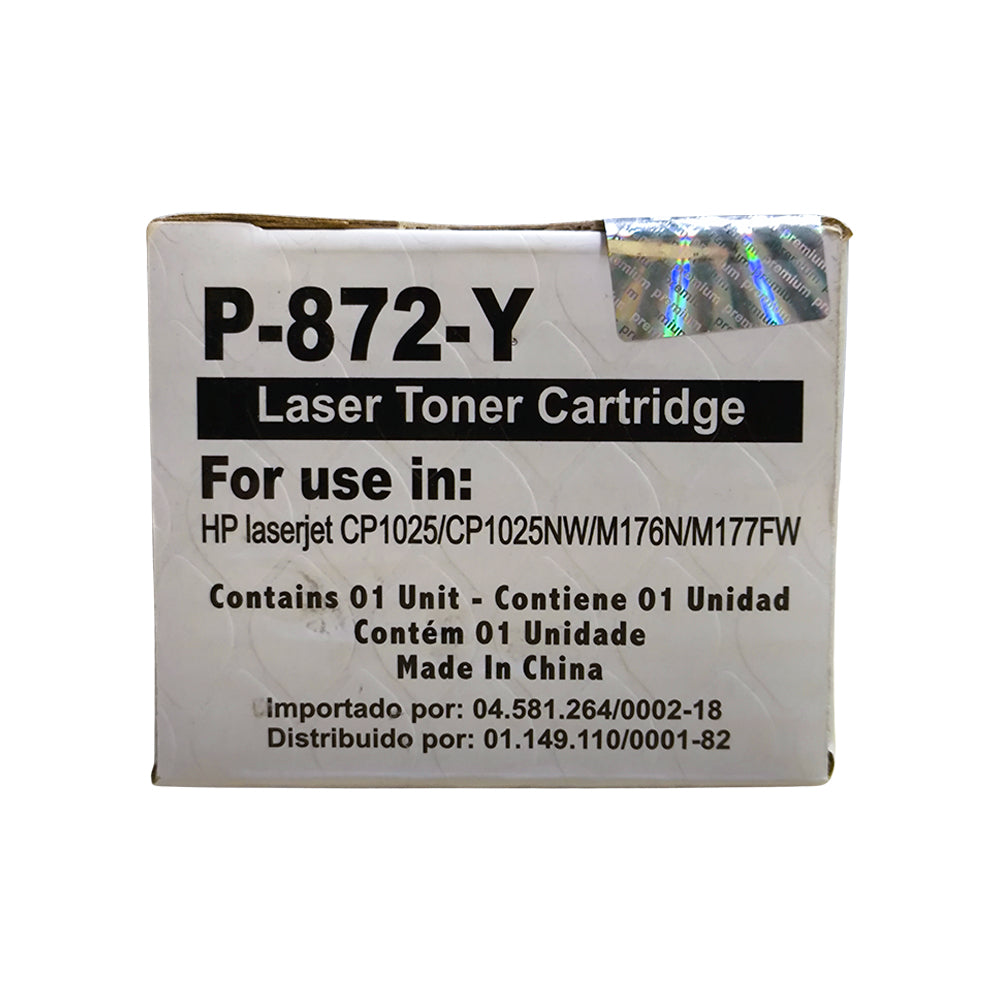 Cartucho Toner Compatível HP, P-872-Y, Amarelo, 126/130A, CE312/CF352, M175NW/M175A/M275/ M176N/177FW, Premium AAA