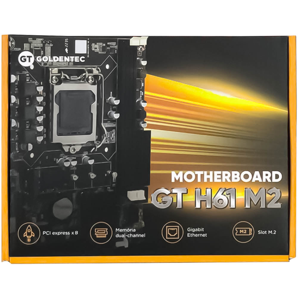Placa Mãe Soquete 1155 H61 DDR3 -Com Slot Para SSD M2 -Pci Express e Hdmi Goldentec - Gt-H61 M2, Rede Gigabit