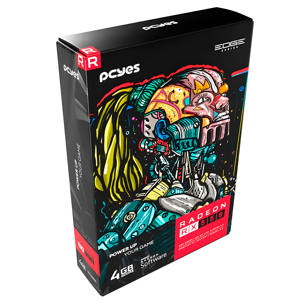 Placa de Vídeo RX 550 AMD PCYes Dual Fan Projeto Edge, 4GB GDDR5, 128 BITS - PVEX5504GBDF
