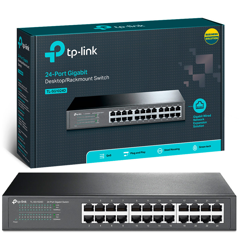 Switch Gigabit 24 Portas TP-Link TL-SG1024D 100/1000 Bivolt Preto