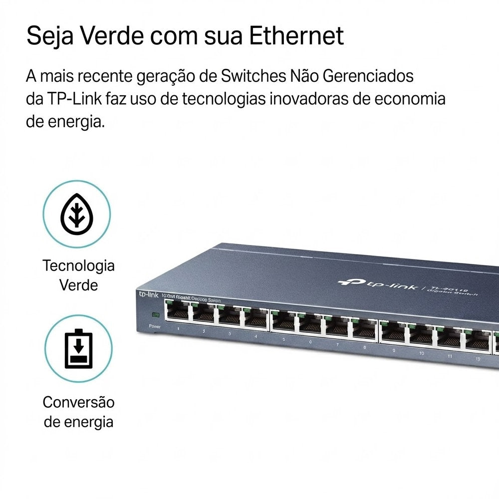 Switch 16 Portas TP-Link TL-SG116 Gigabit 10/100/1000 Auto-MDI/MDIX Aço