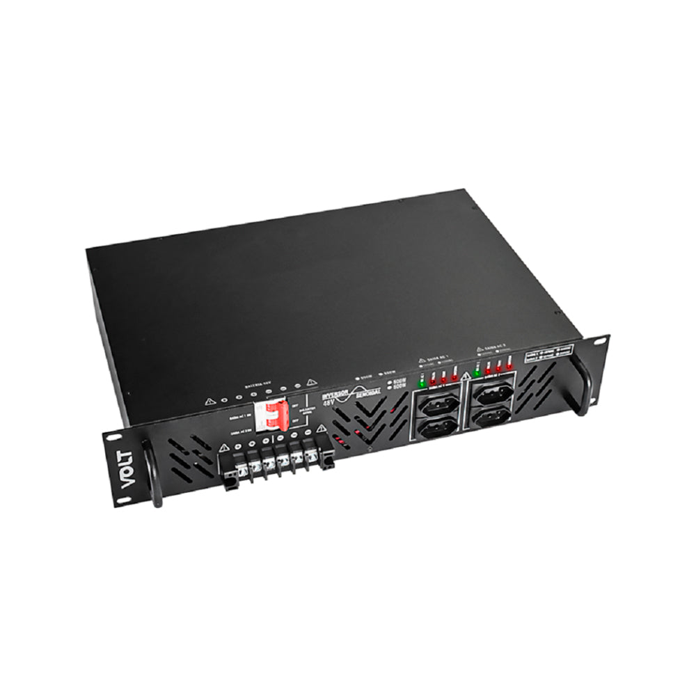 Inversor Senoidal Volt 48 Vdc - 220 Vac 600 W (720 W pico), Rack 19" 2U, Onda Senoidal Pura, Proteções Integradas