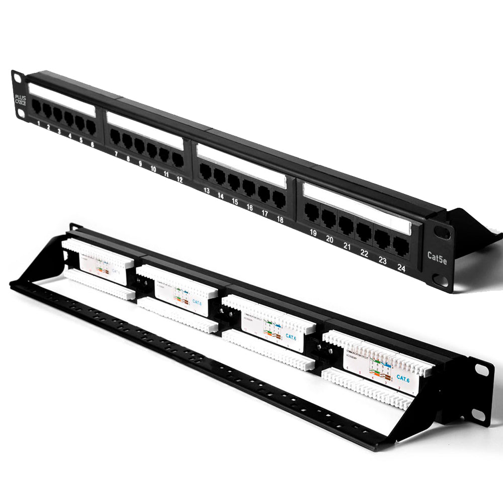 Patch Panel CAT5E 24 Portas Sem Guia LA-P524 PlusCable - Preto