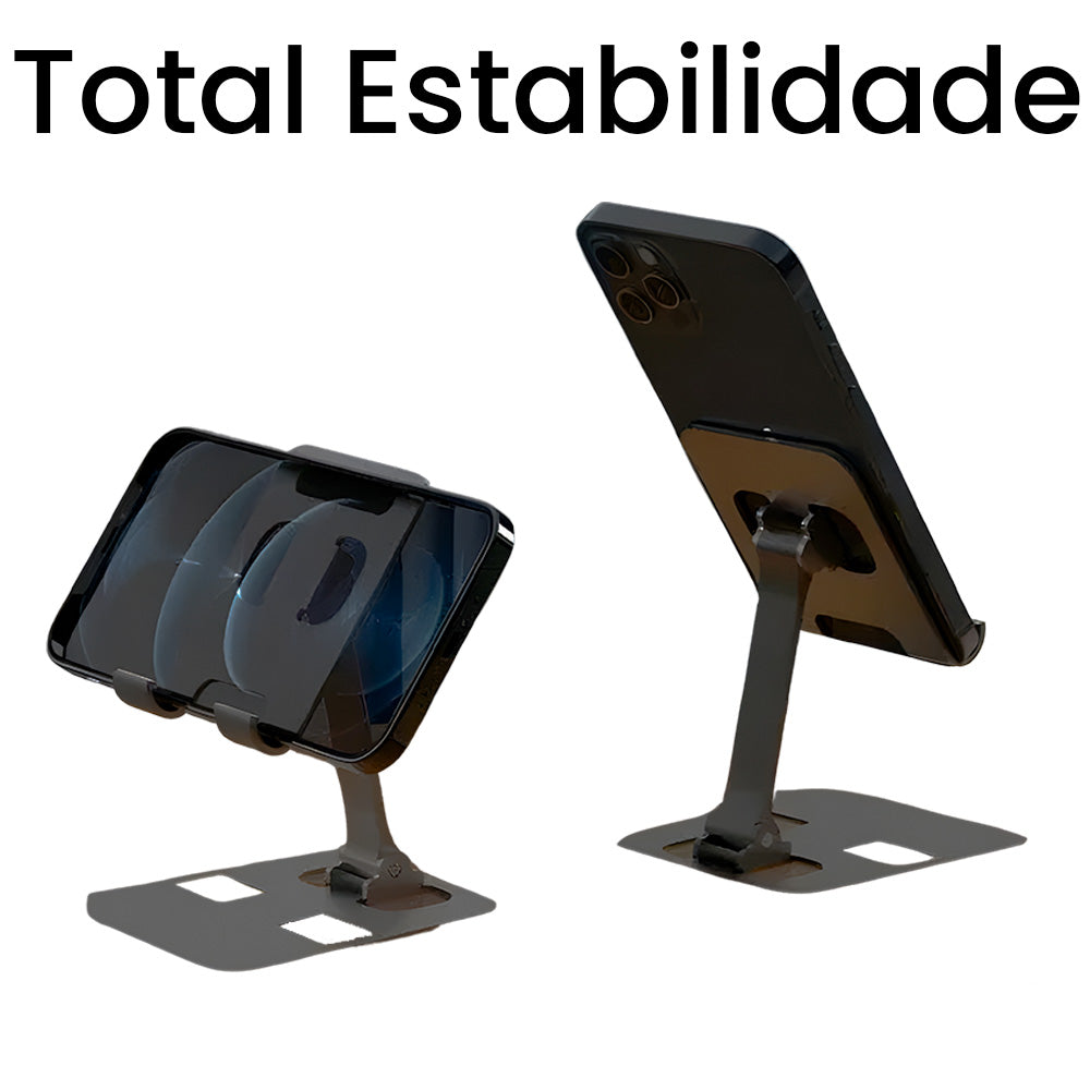 Suporte Universal, Em Aluminio, Ajustavel, Para Smartphones e Tablets - Preto