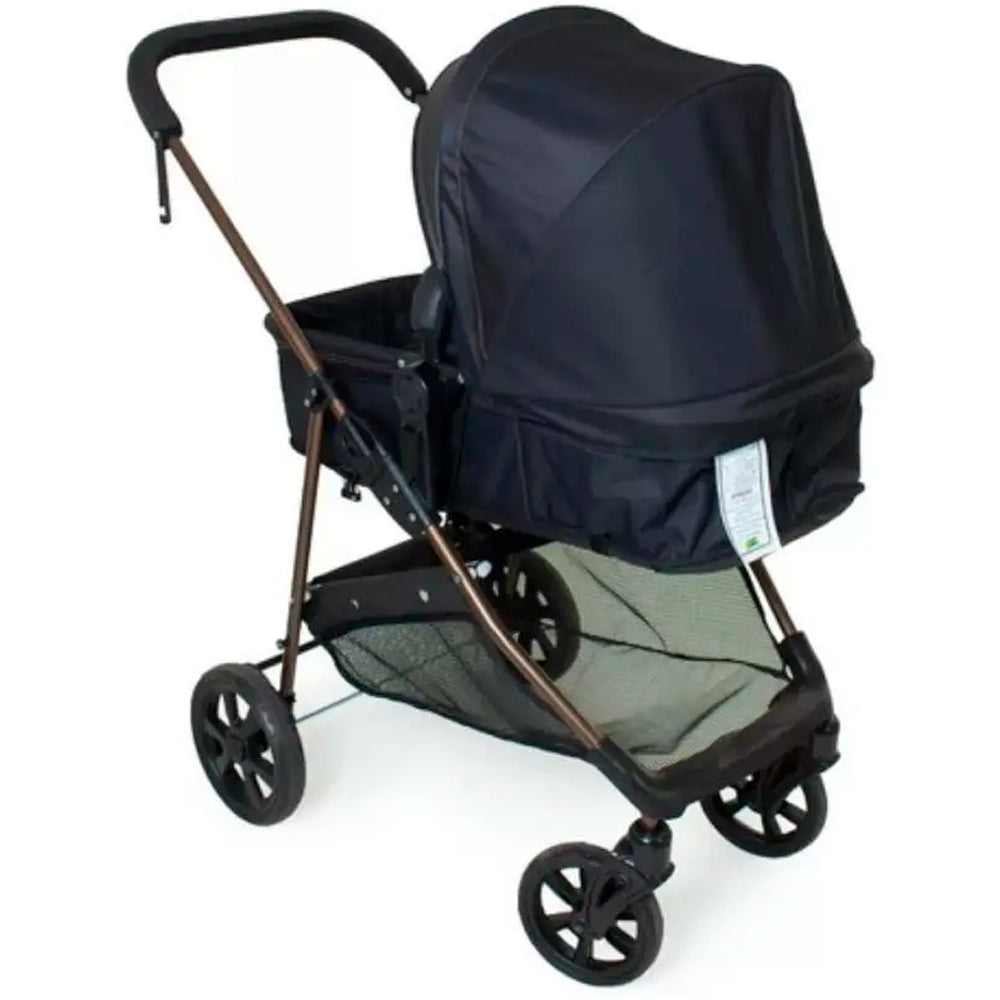 Carrinho de Bebe Moises Napoli Duo Preto Cobre + Bebe Conforto Grid - Galzerano