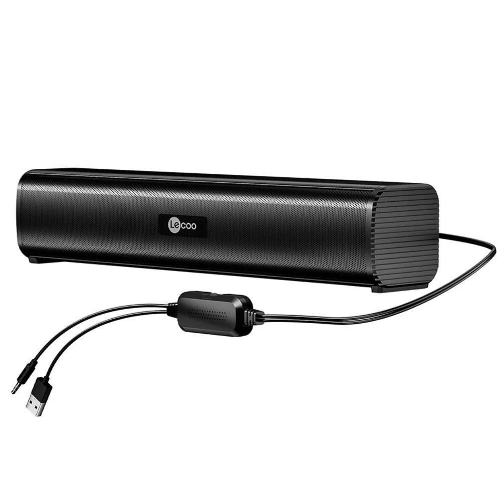 SoundBar Lecoo 2.0 Conexão P2, Alimentação USB Drive, Dois Alto Falantes, 6W, Lecoo DS107 - Preto