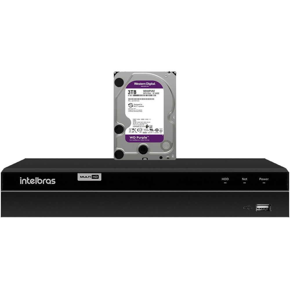 DVR Intelbras MHDX 1208 FHD, 8 Canais, Gravador Digital de Vídeo, Com HD de 3TB