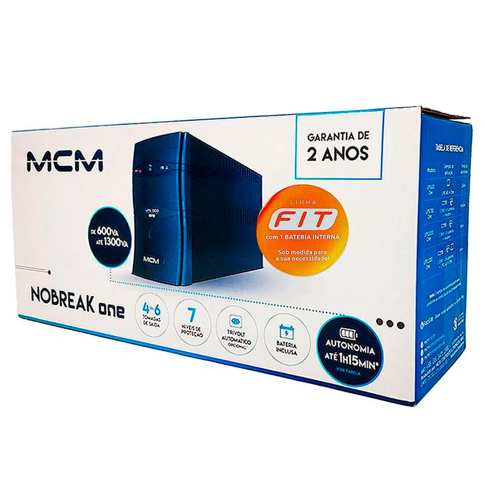 Nobreak UPS 600VA One FIT 1.2, MCM, Entrada Monovolt 220V, Saída 220V, Com 4 Tomadas, UPS 0264