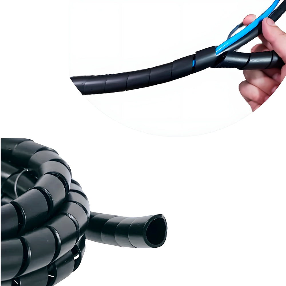 Organizador Espiral Para Cabos E Fios, Diametro 19mm X 1 Metro - Preto