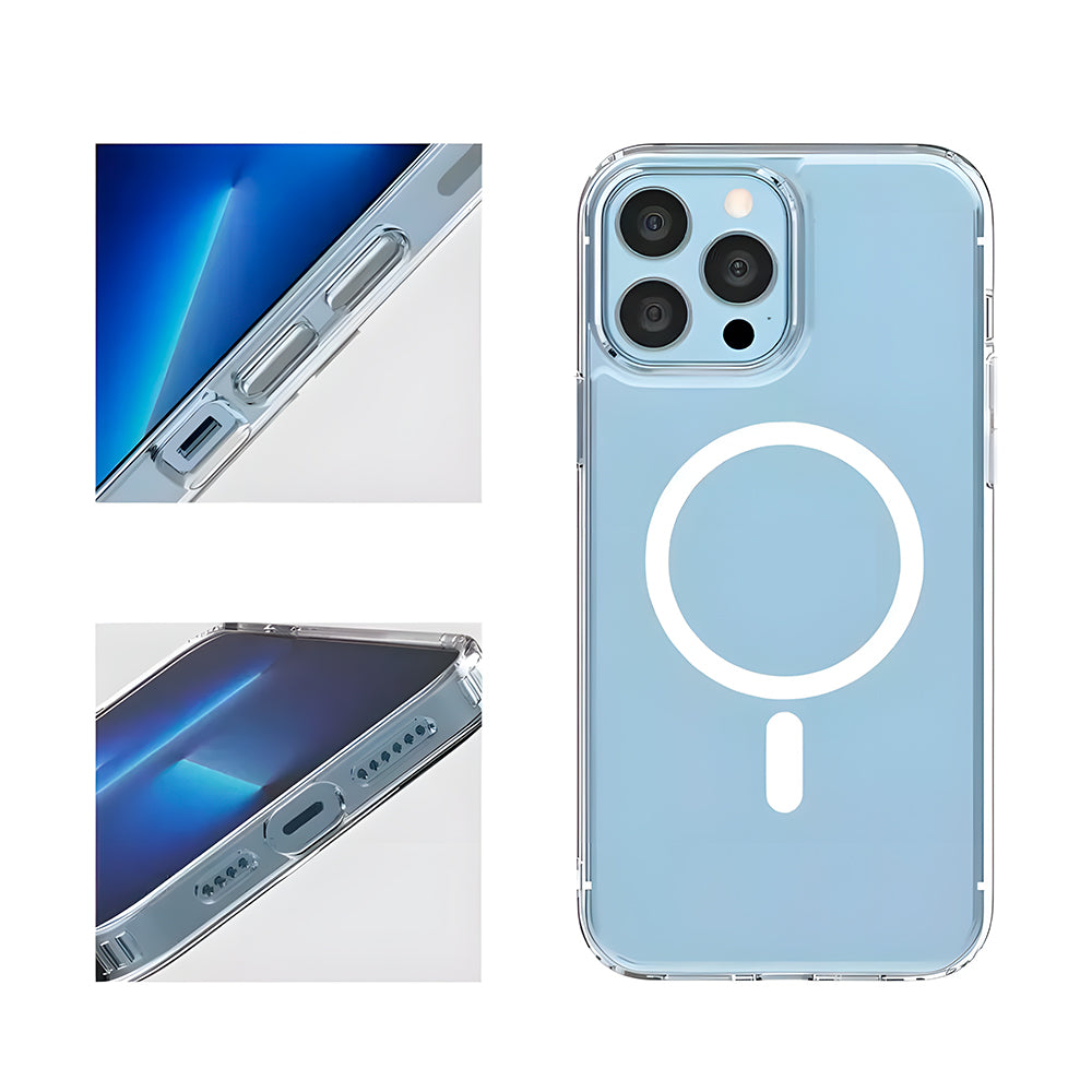 Capa Transparente, Com Suporte Para Carregamento Magnético, Para iPhone 13