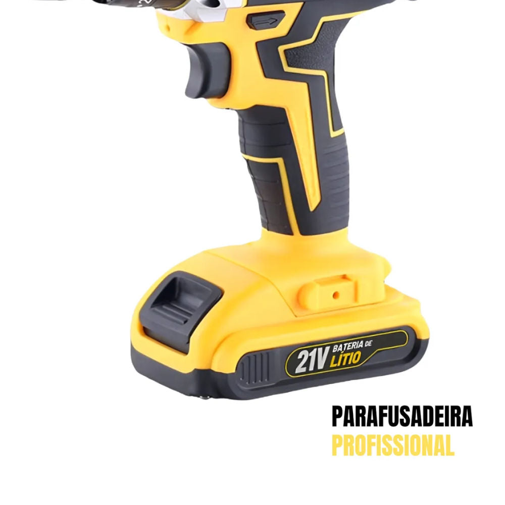 Parafusadeira Furadeira De Impacto Profissional 21v TB-21PX 2 Baterias Sem Fio E Acessórios Com Maleta 60Hz Amarelo