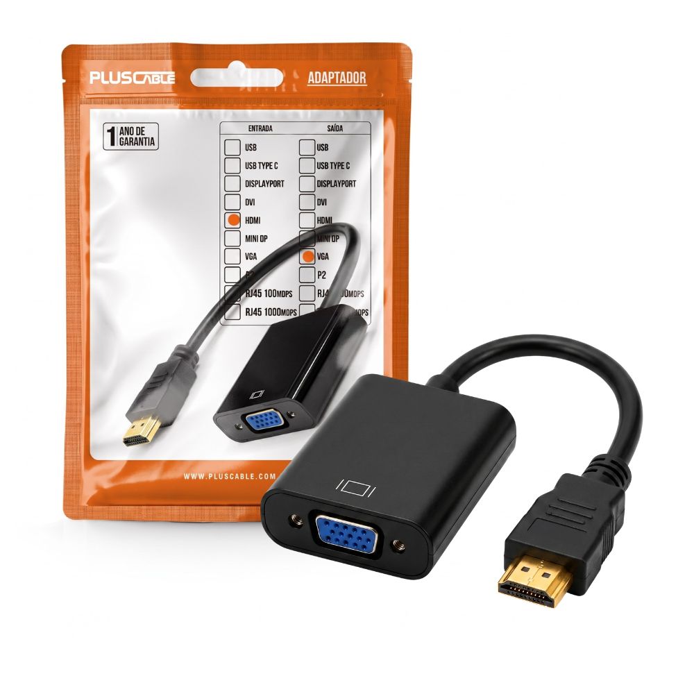 Cabo Adaptador HDMI Para VGA ADP-HDMIVGA10BK PlusCable