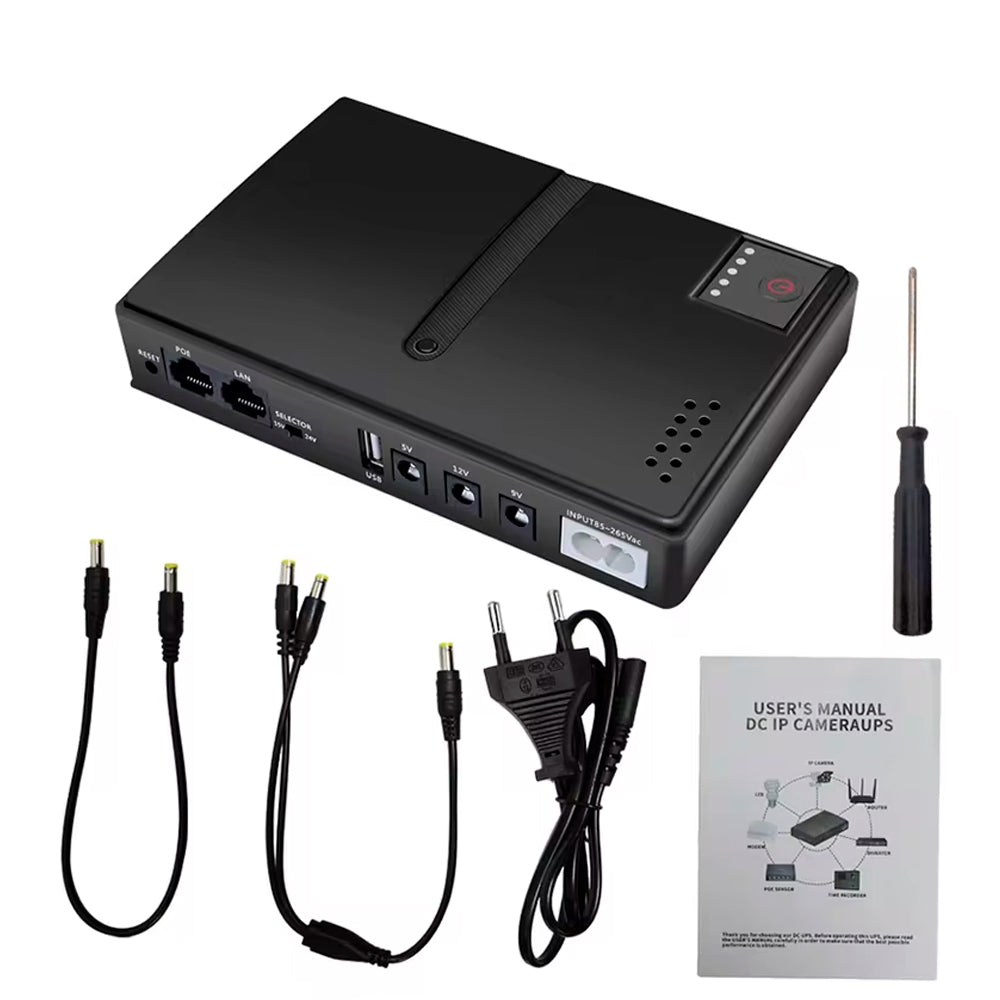 Mini Nobreak, Fonte UPS Portátil, 5V/9V/12V, 18W, Bateria de Backup Para Câmera e Roteador Wi-Fi, DC1018L