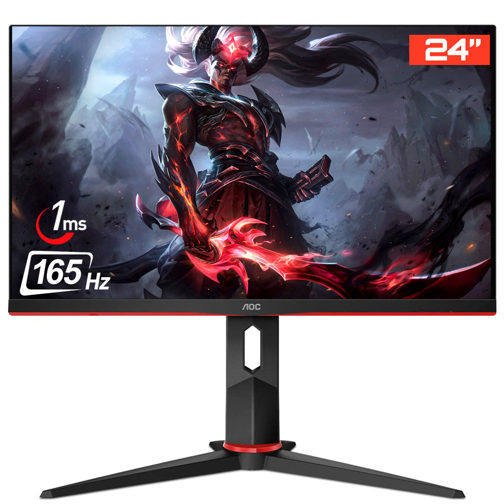 Monitor Gamer AOC Hero 24" Full HD, 165Hz, 1ms, Com Ajuste de Altura, AMD FreeSync, Low Input Lag - 24G2S/BK