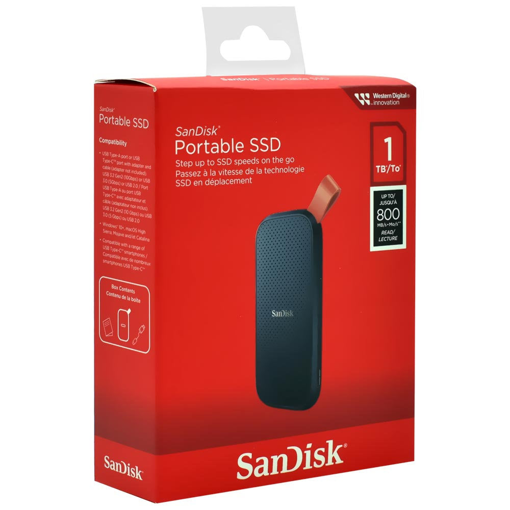 SSD Portátil SanDisk 1TB USB 3.2 Gen2 Leitura 800MB/s Tipo-C Externo - SDSSDE30-1T00-G26