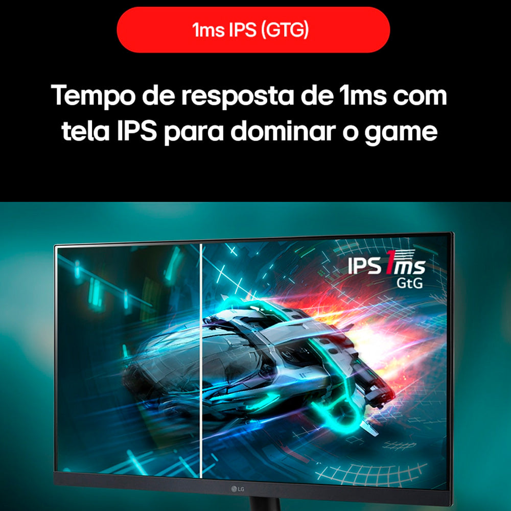 Monitor Gamer LG UltraGear 24" Full HD, IPS, 180Hz, 1ms, HDMI e DP, NVIDIA G-SYNC , FreeSync, HDR10, sRGB 99%, 24GS60F-B