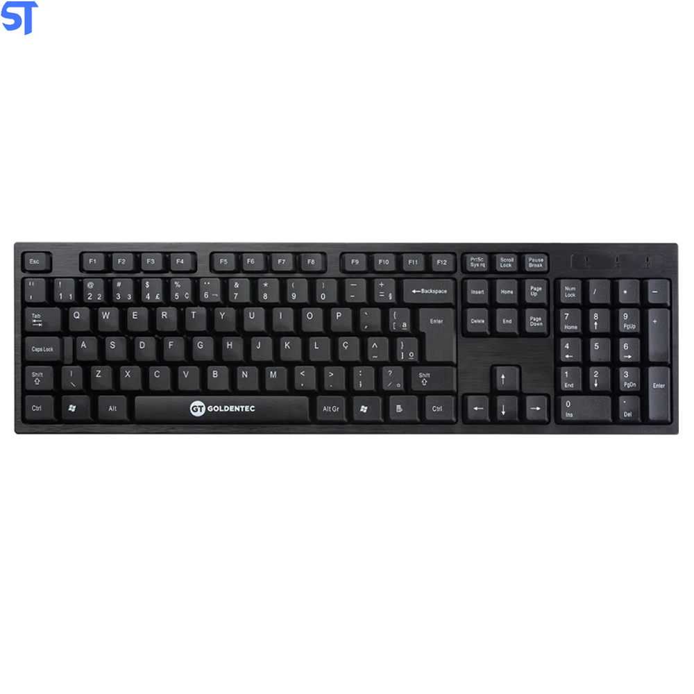 Teclado USB Slim Plug And Play Padrão ABNT2 Goldentec GT850 - Preto