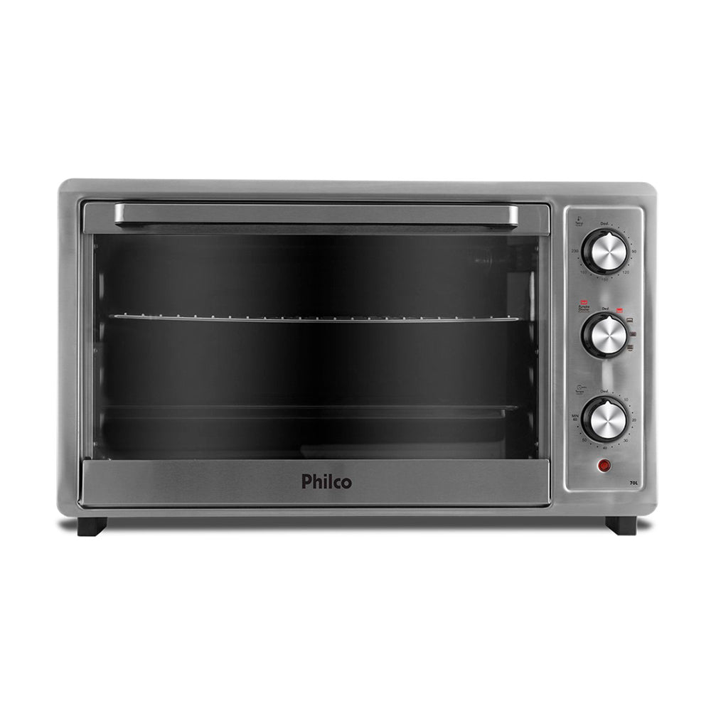 Forno Elétrico Philco PFE70I 70L Inox 220V Timer 60min Controle Temperatura 90-230°C Bancada com Grelha e Assadeira