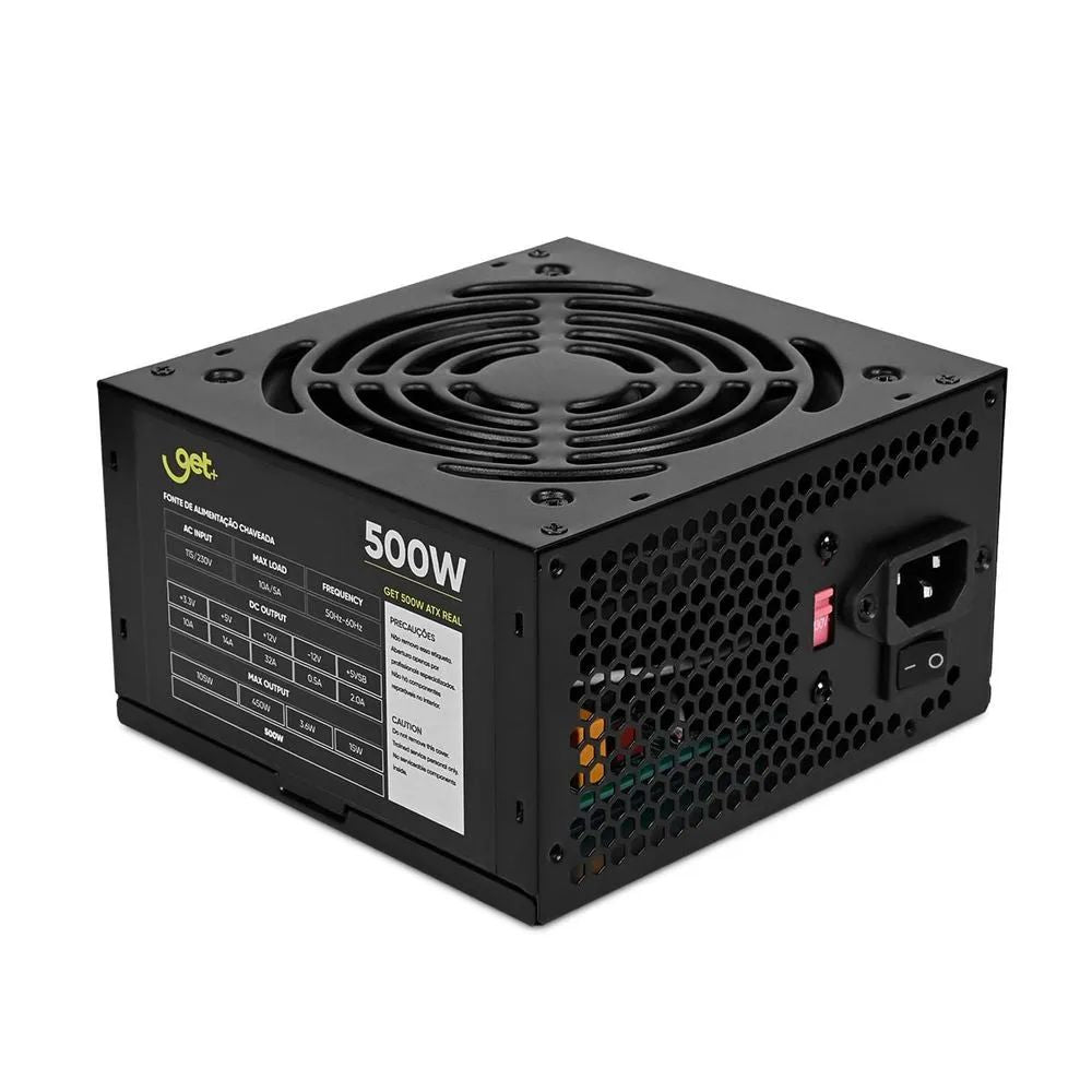 Fonte ATX 500W Real Get C/Cabo de Força Bivolt Preto