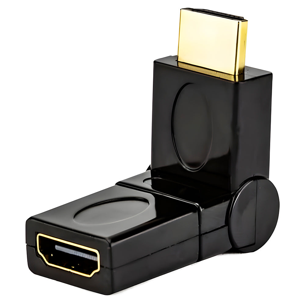 Adaptador HDMI Macho x HDMI Fêmea Dobrável em 180° e Rotativo em 360° - Preto