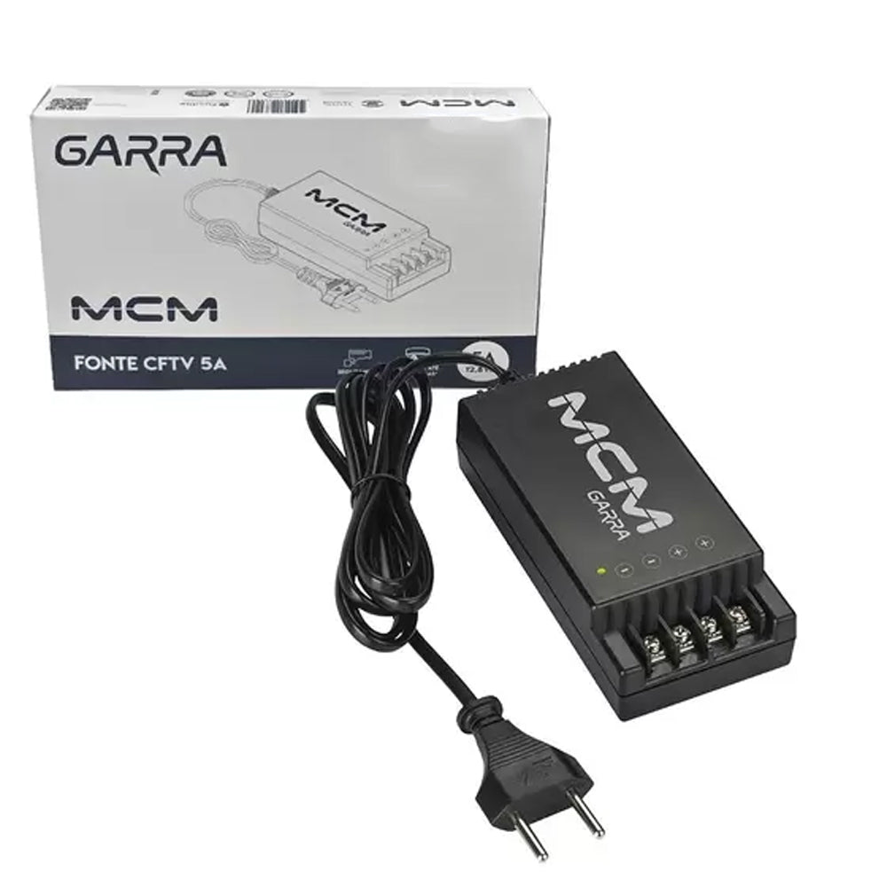 Fonte de Energia 12V8 0,5A Garra para Câmeras de Segurança MCM - FON1448-RS